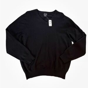 NEW Joseph A Bank Executive Collection V-Neck Sweater Black 100% Cashmere Men L